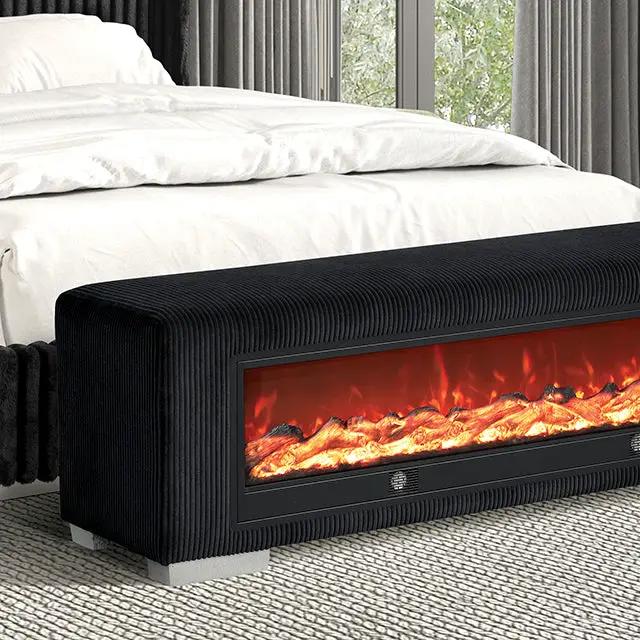 Elnath - Bench w/ Visual Wood Log Fireplace by Unique Piece Furniture