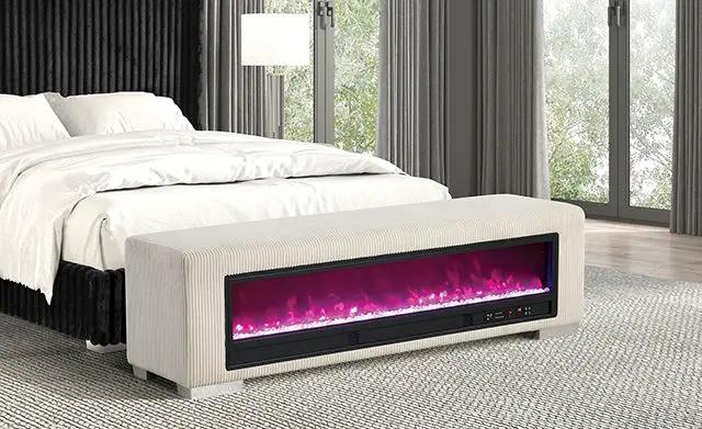 Elnath - Bench w/ Visual Crystal Fireplace by Unique Piece Furniture