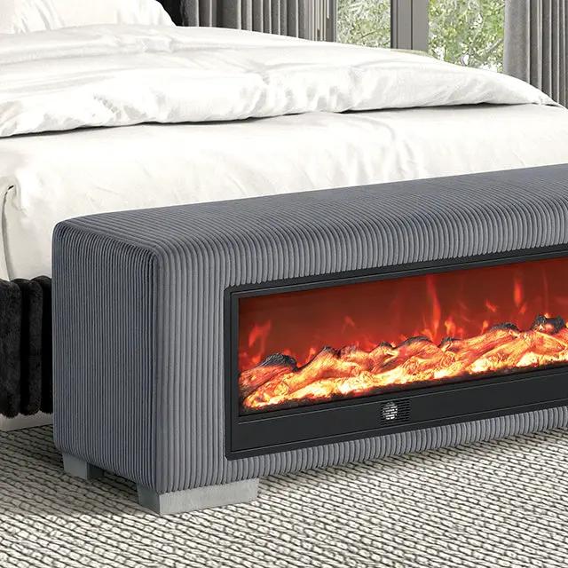 Elnath - Bench w/ Visual Wood Log Fireplace by Unique Piece Furniture