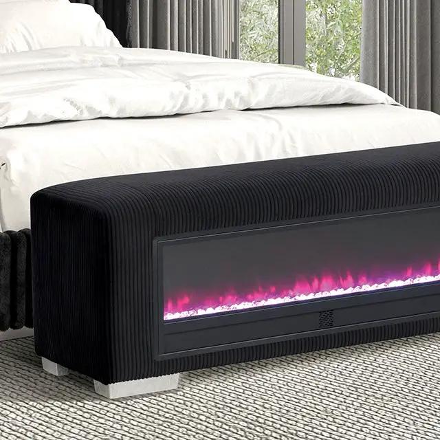Elnath - Bench w/ Visual Crystal Fireplace by Unique Piece Furniture