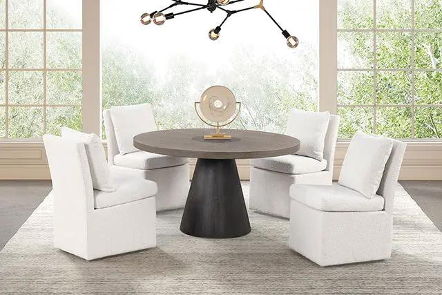 Broager - 5 Pc Dining Table Set (Light Gray Swivel Chairs) by Unique Piece Furniture