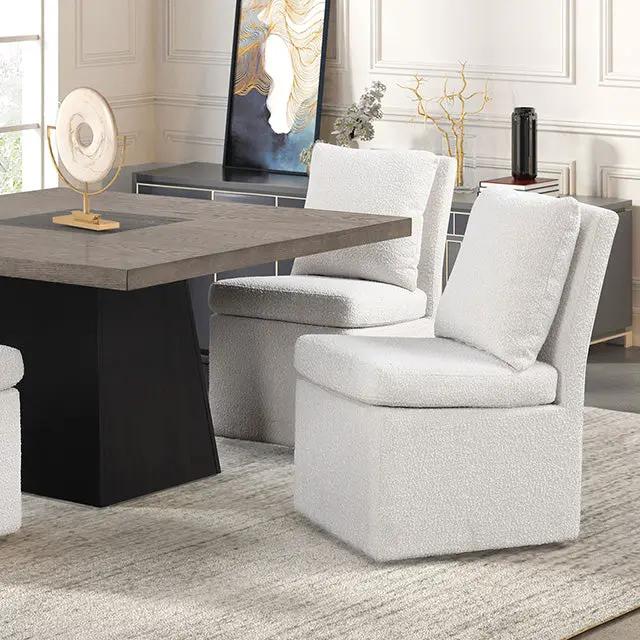 Broager - 5 Pc Dining Table Set (White Swivel Chairs) by Unique Piece Furniture