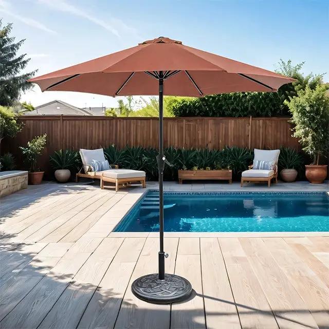 Tano - 9' Outdoor Umbrella + 21" Round Base by Unique Piece Furniture