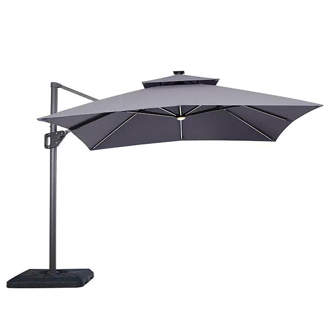 Aurora - 10 Ft Square Umbrella w/ Double Top w/ LED Light + 37" Large Base by Unique Piece Furniture
