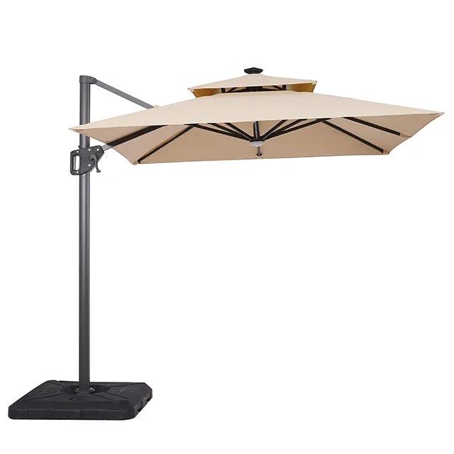 Xico - 8 Ft Square Umbrella w/ Double Top w/ LED Light + 37" Large Base by Unique Piece Furniture