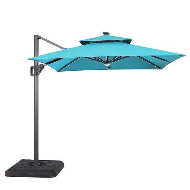 Xico - 8 Ft Square Umbrella w/ Double Top w/ LED Light + 37" Large Base by Unique Piece Furniture