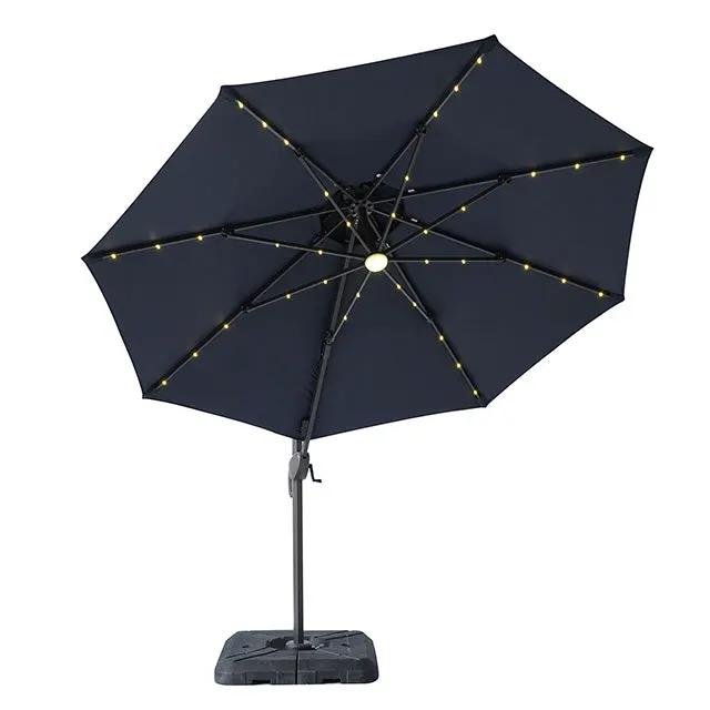 Nuti - 10 Ft Round Umbrella w/ LED Light + 37" Large Base by Unique Piece Furniture
