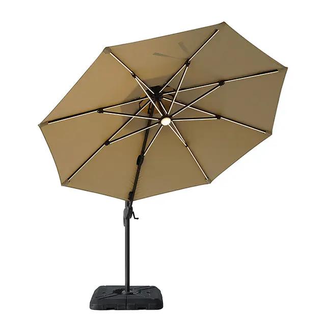 Fera - 10 Ft Round Umbrella w/ LED Bulb + 37" Large Base by Unique Piece Furniture