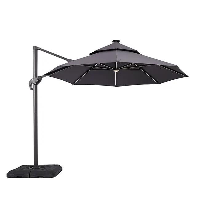 Fera - 10 Ft Round Umbrella w/ LED Bulb + 37" Large Base by Unique Piece Furniture
