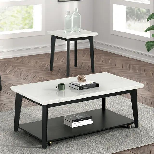 Thisted - Rectangle Marble Coffee Table w/ Casters by Unique Piece Furniture