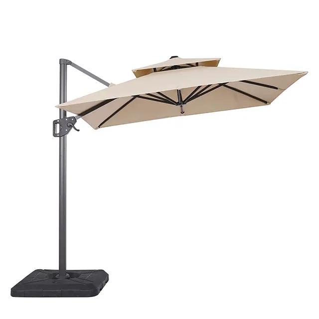Fida - 8 Ft Square Umbrella w/ Double Top + 37" Large Base by Unique Piece Furniture