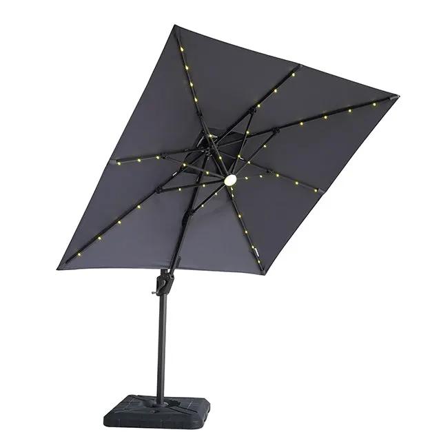 Xico - 8 Ft Square Umbrella w/ Double Top w/ LED Light + 37" Large Base by Unique Piece Furniture