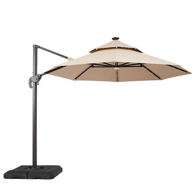 Nuti - 10 Ft Round Umbrella w/ LED Light + 37" Large Base by Unique Piece Furniture