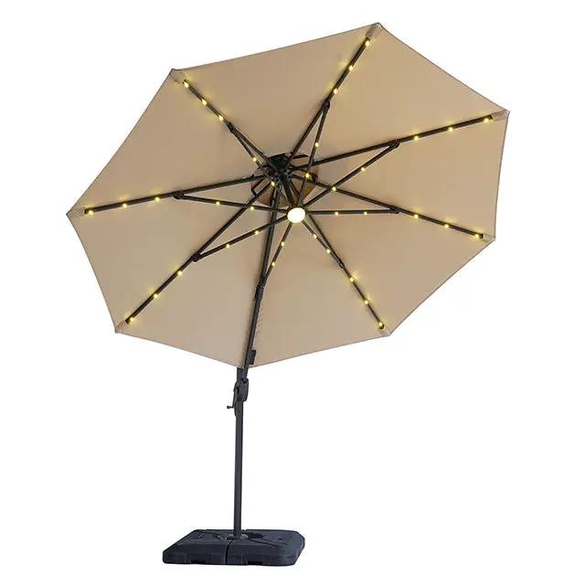 Nuti - 10 Ft Round Umbrella w/ LED Light + 37" Large Base by Unique Piece Furniture