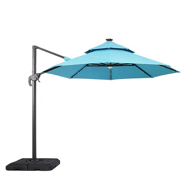 Nuti - 10 Ft Round Umbrella w/ LED Light + 37" Large Base by Unique Piece Furniture