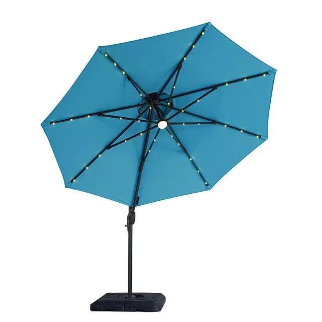 Nuti - 10 Ft Round Umbrella w/ LED Light + 37" Large Base by Unique Piece Furniture