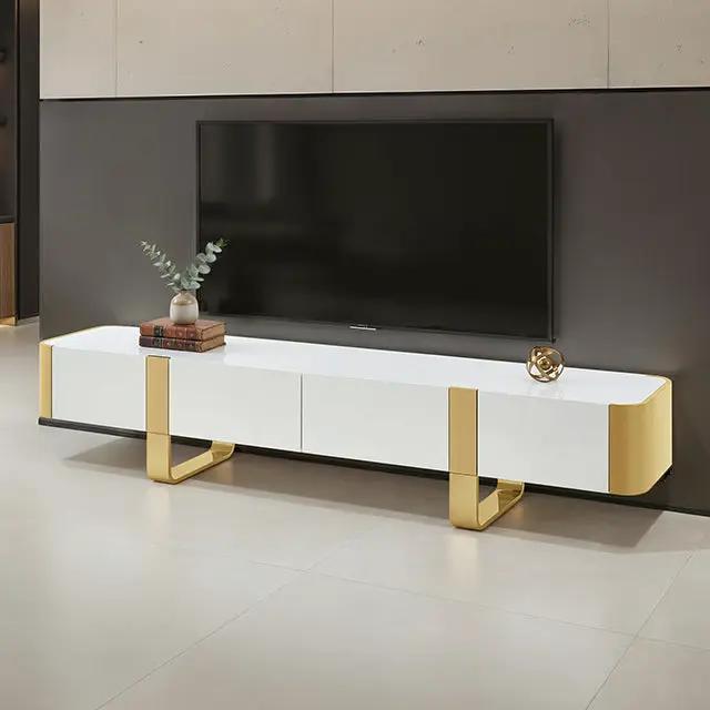 Larvik - TV Stand White w/ Gold Frame by Unique Piece Furniture