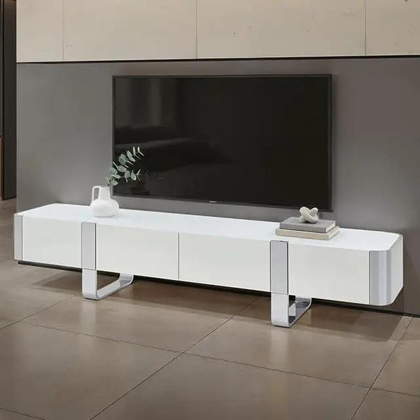 Larvik - TV Stand White w/ Silver Frame