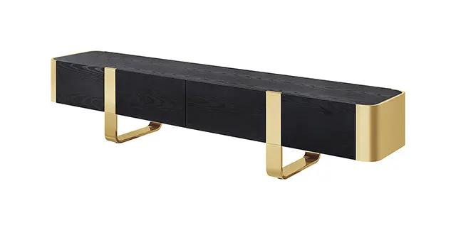 Leknes - TV Stand Black w/ Gold Frame by Unique Piece Furniture