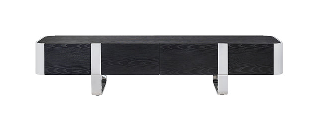 Leknes - TV Stand Black w/ Silver Frame by Unique Piece Furniture