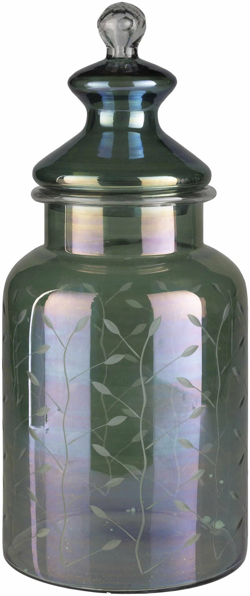 Stewartville Green Etched Glass Jar - Clearance by Boutique Rugs