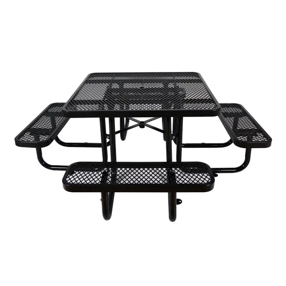 Large 46-Inch Stylish Square Steel Picnic Table W/ Thermoplastic Coating & Umbrella Hole (SAK90547) by SAKSBY WHOLESALE