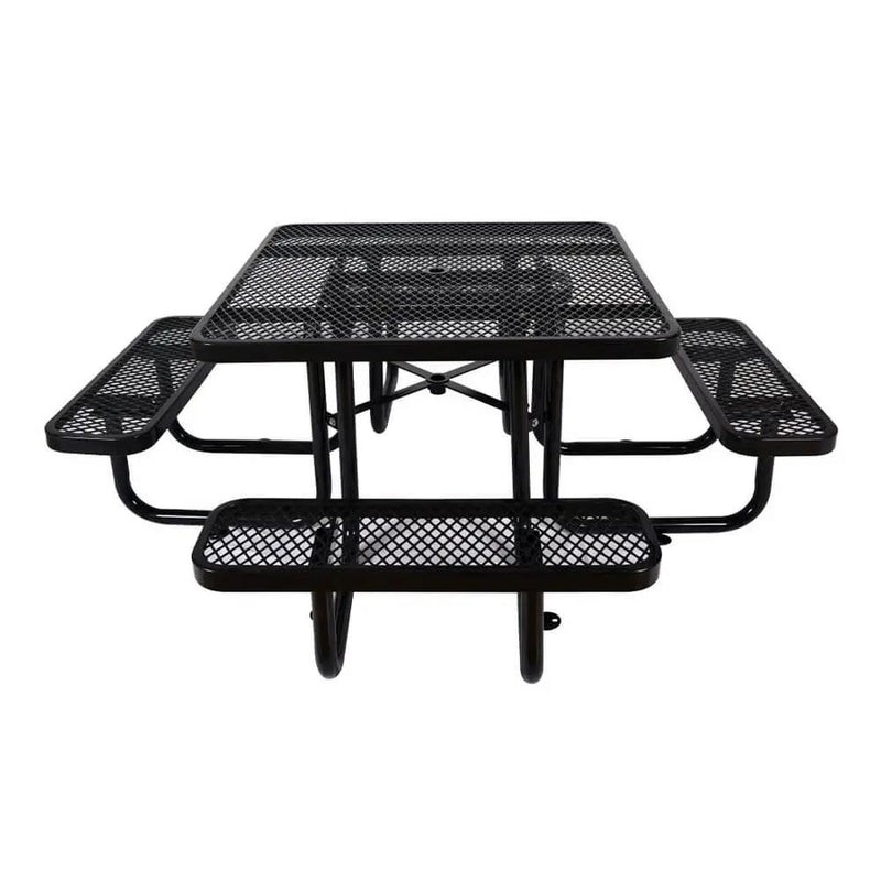 Large 46-Inch Stylish Square Steel Picnic Table W/ Thermoplastic Coating & Umbrella Hole (SAK90547) by SAKSBY WHOLESALE