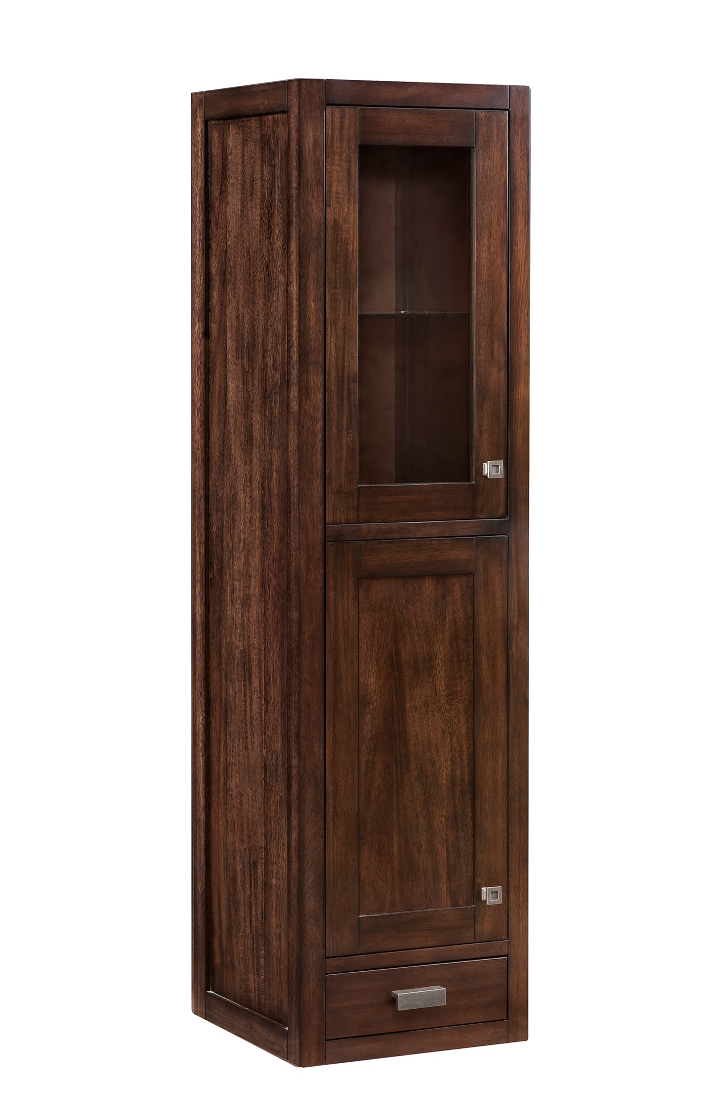 James Martin Addison 15" Hutch, Mid-Century Acacia with Select Your Top (Burnished Nickel) countertop