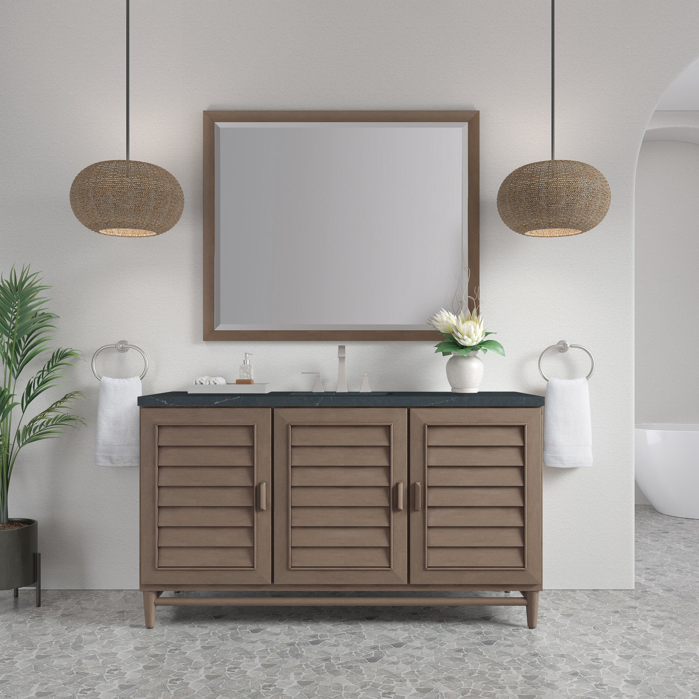James Martin Portland 60" Single Bathroom Vanity, Whitewashed Walnut, view 33