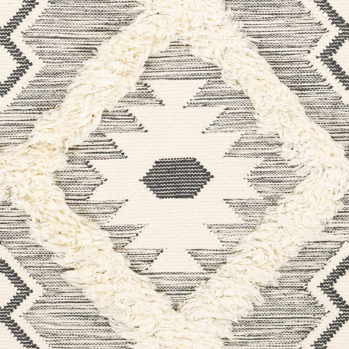 Sultan Charcoal/Beige Tribal Tassel Wool Rug - Clearance, sample swatch