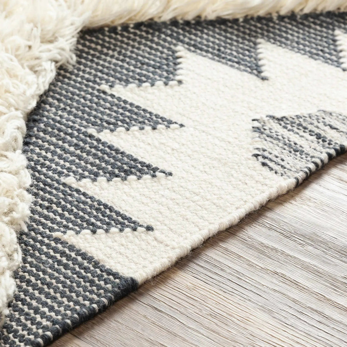 Sultan Charcoal/Beige Tribal Tassel Wool Rug - Clearance, photo 7 of 10