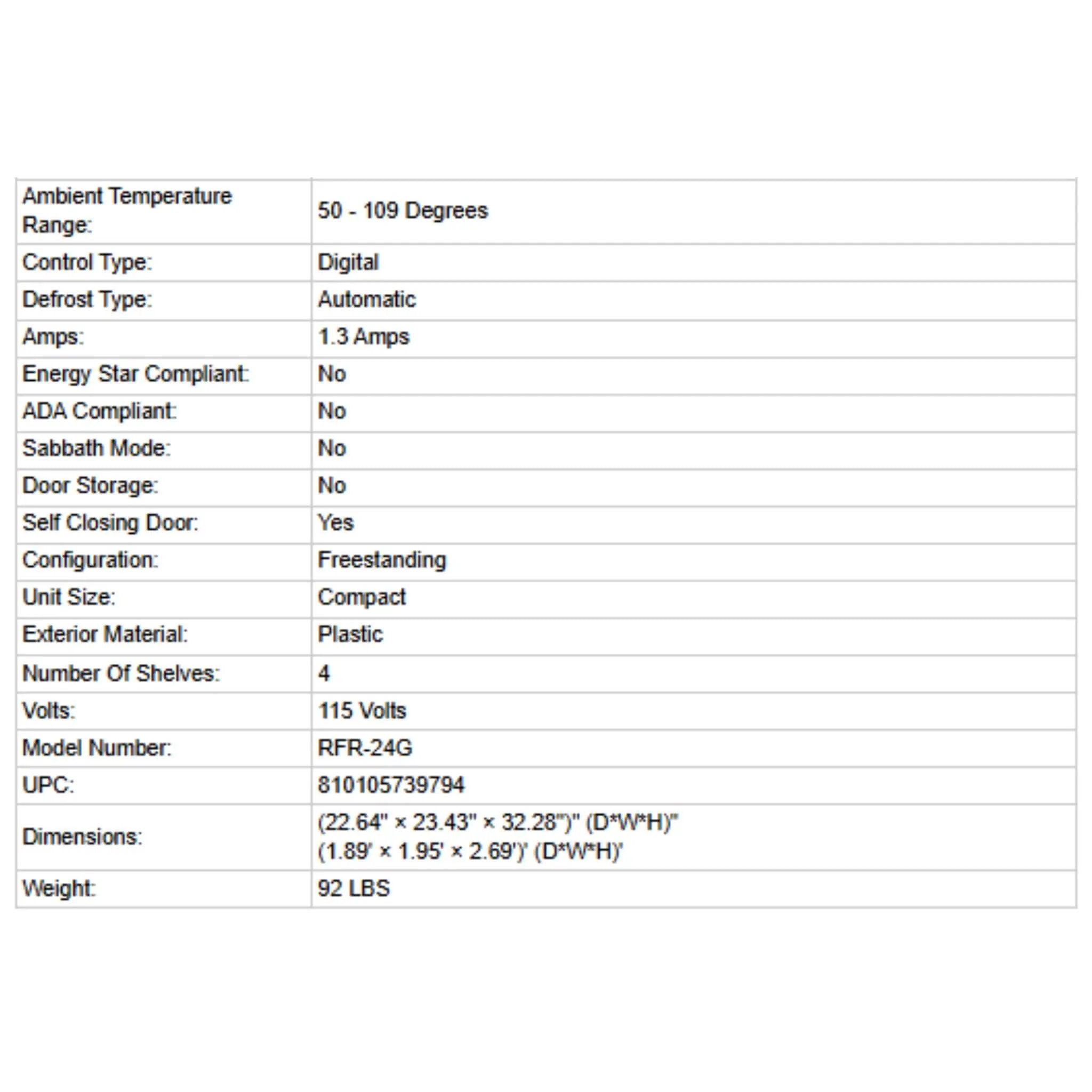 Summerset 24-Inch Outdoor Rated Refrigerator With Glass Door [RFR-24G] (SAK16934) by SAKSBY WHOLESALE