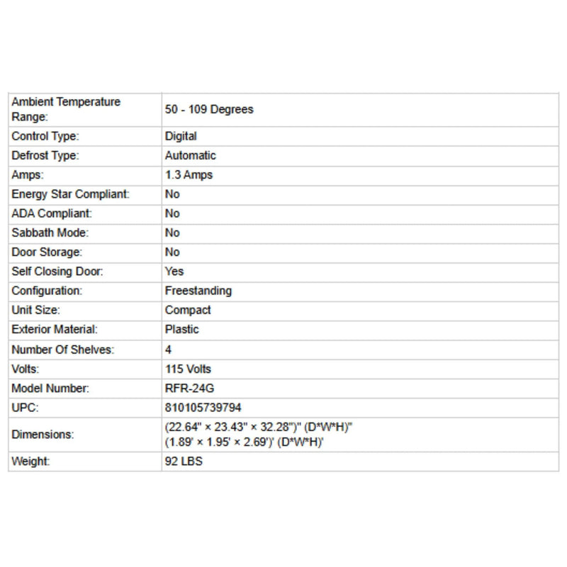 Summerset 24-Inch Outdoor Rated Refrigerator With Glass Door [RFR-24G] (SAK16934) by SAKSBY WHOLESALE
