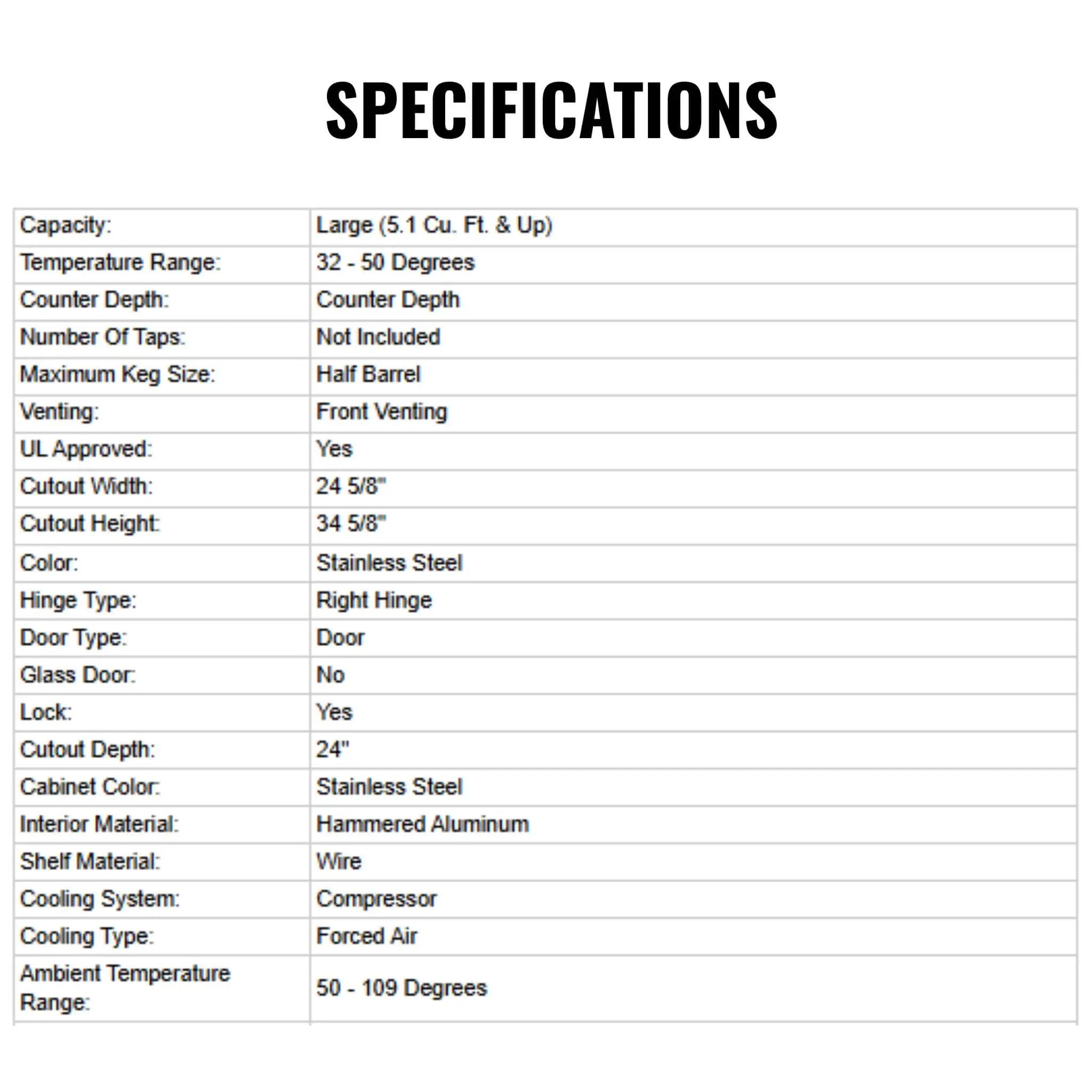 Summerset 6.6C Deluxe Outdoor Rated Kegerator With No Tap [RFR-24DK] (SAK84722) by SAKSBY WHOLESALE