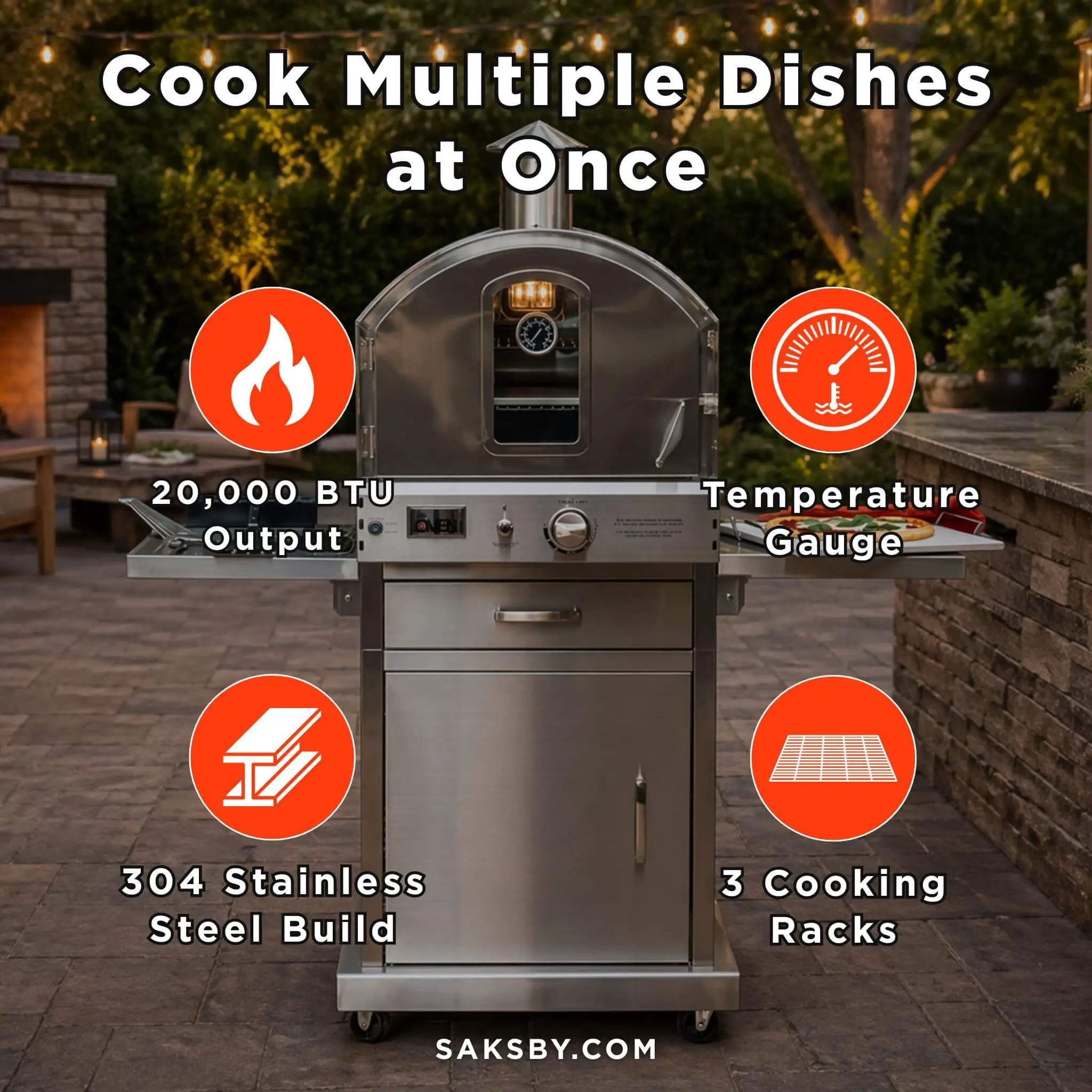 Summerset 60-Inch Outdoor Freestanding Gas Pizza Oven [SS-OVFS-LP/NG] (SAK17543) by SAKSBY WHOLESALE