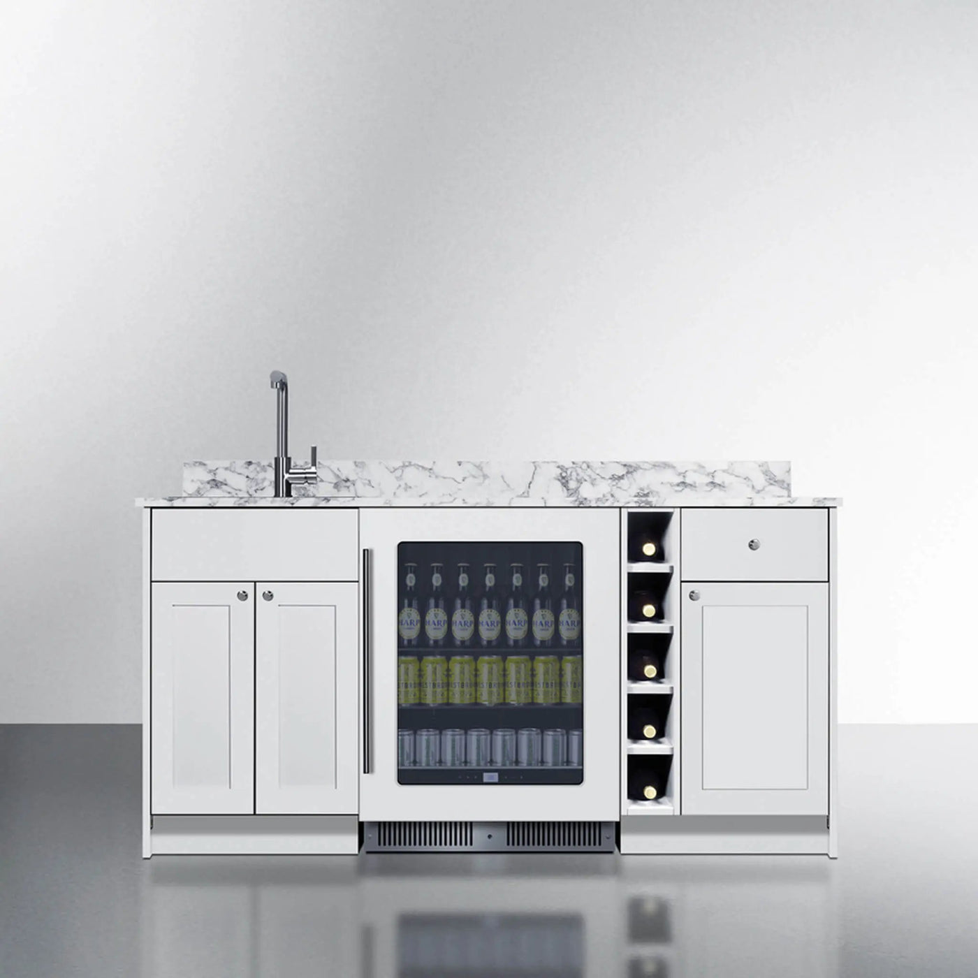 Summit Oasis Wet Bar Kitchenette With Countertop, Beverage Center, And Fully Assembled Cabinetry [OASISWH35] (SAK19178) by SAKSBY WHOLESALE