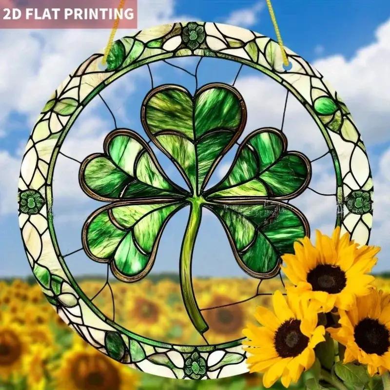 Sun Catcher - Stained Glass Green Round by House Of Avana
