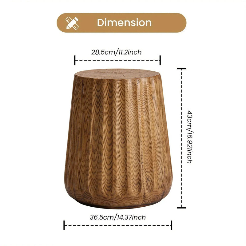 Sunbury Round Faux Wood Side Table – Modern Farmhouse Indoor & Outdoor Accent Table by House Of Avana