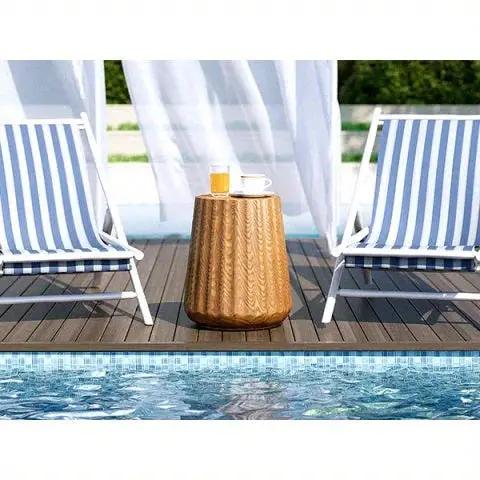 Sunbury Round Faux Wood Side Table – Modern Farmhouse Indoor & Outdoor Accent Table by House Of Avana