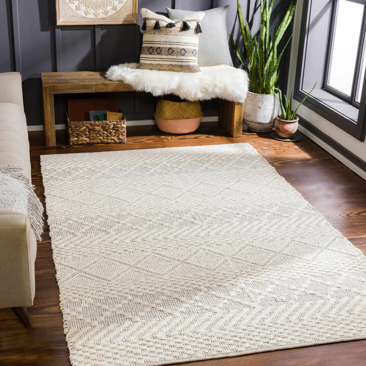 Sungurlu Jute Carpet - Clearance, installed in a room 2