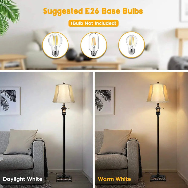 Surfhia - Free Standing Elegant Floor Lamp - Bell Shape Fabric Shade - LED Bulb Included - Bronze by Outdoor Solar Outlet