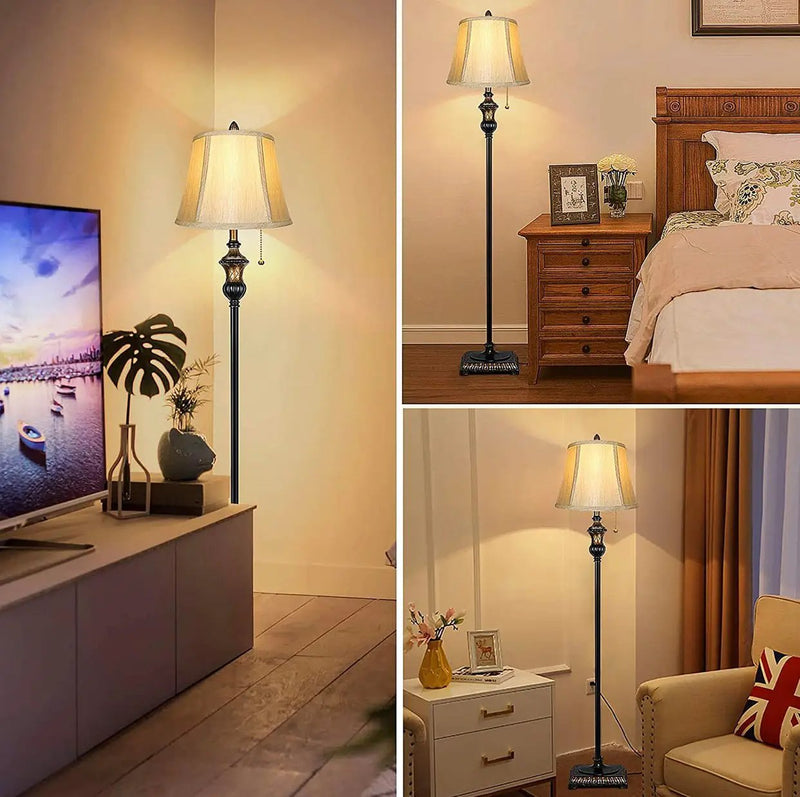 Surfhia - Free Standing Elegant Floor Lamp - Bell Shape Fabric Shade - LED Bulb Included - Bronze by Outdoor Solar Outlet