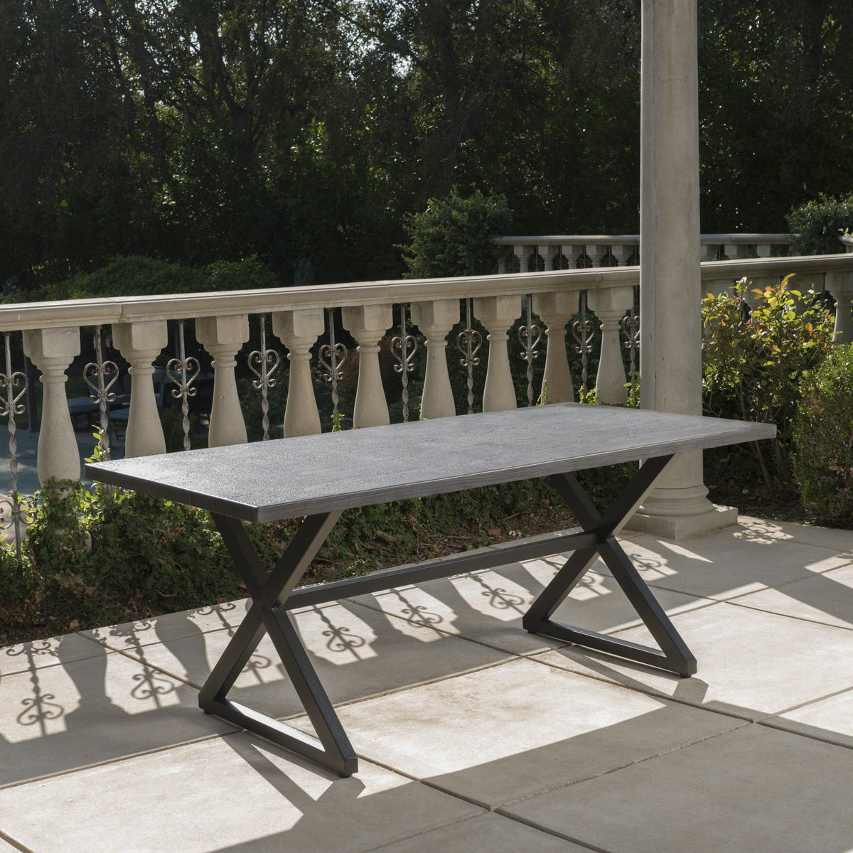 Rolando Outdoor Aluminum Dining Table with Steel Frame, photo 5 of 10