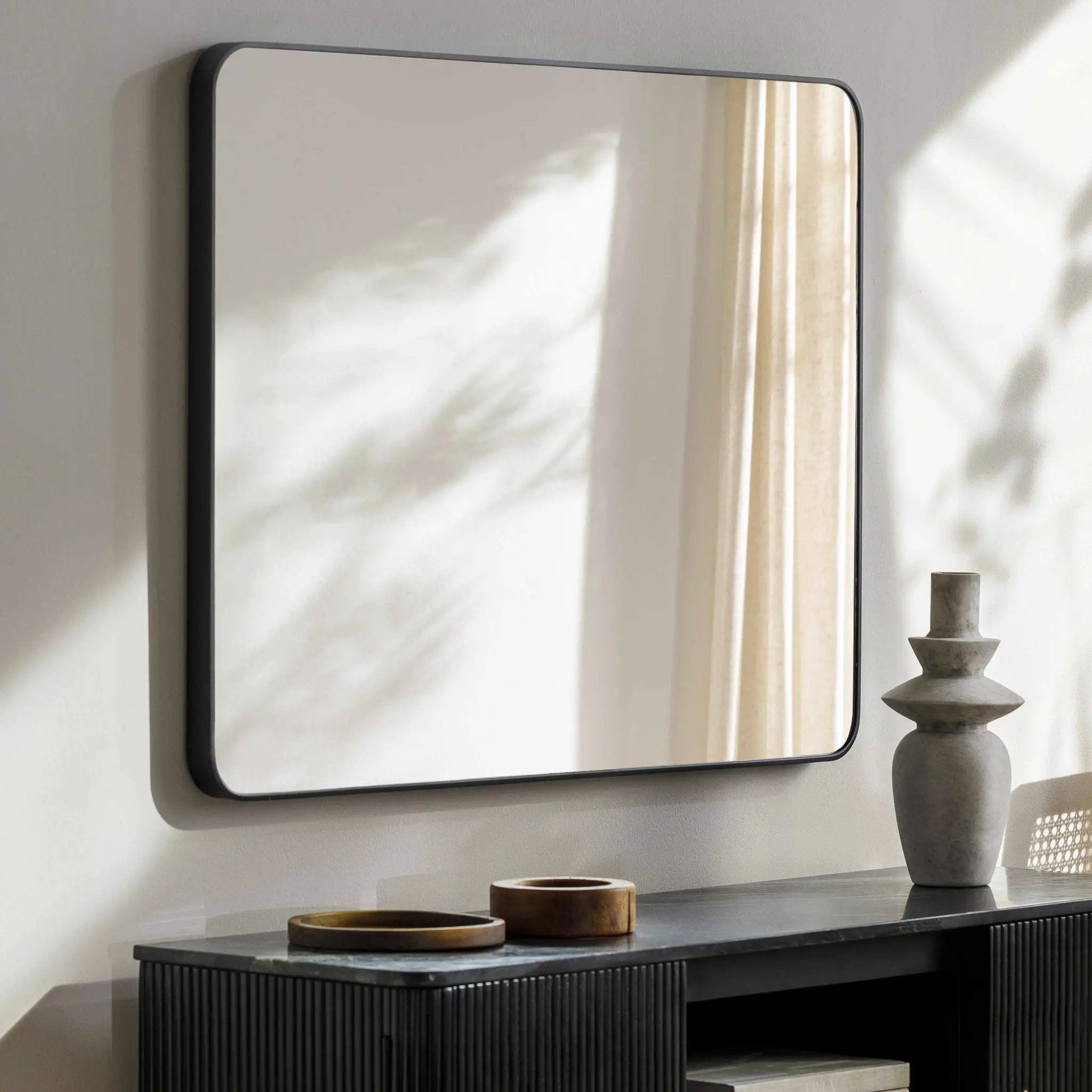 Sustinente Black Carved Mirror by Boutique Rugs