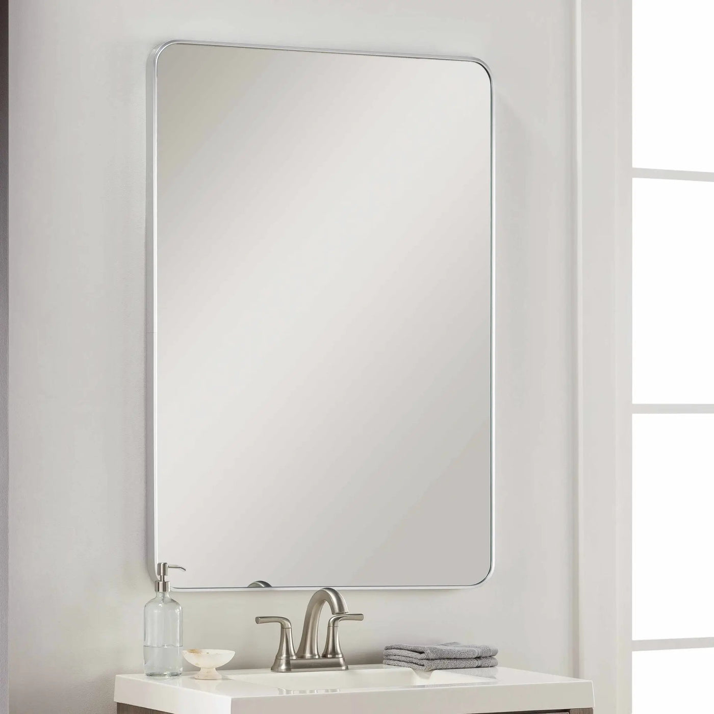 Sustinente Silver Gray Carved Mirror by Boutique Rugs