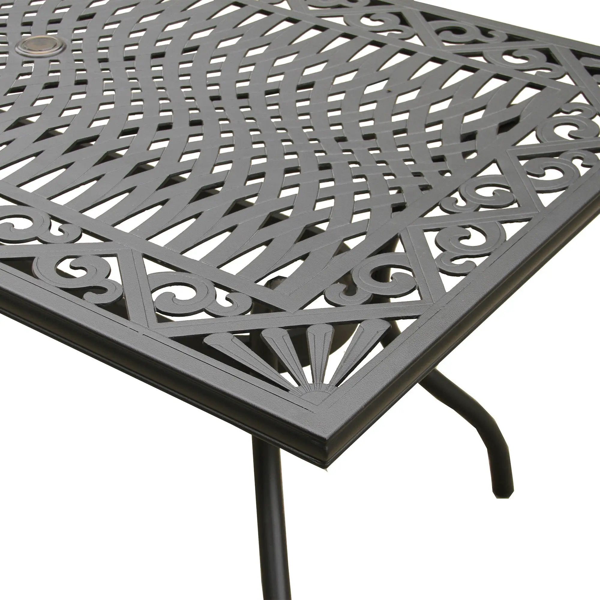 Ornate Outdoor Mesh Aluminum Black 68-in Rectangle Patio Dining Table by Sharicks
