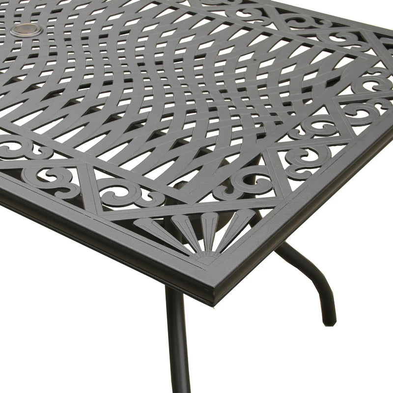 Ornate Outdoor Mesh Aluminum Black 68-in Rectangle Patio Dining Table by Sharicks