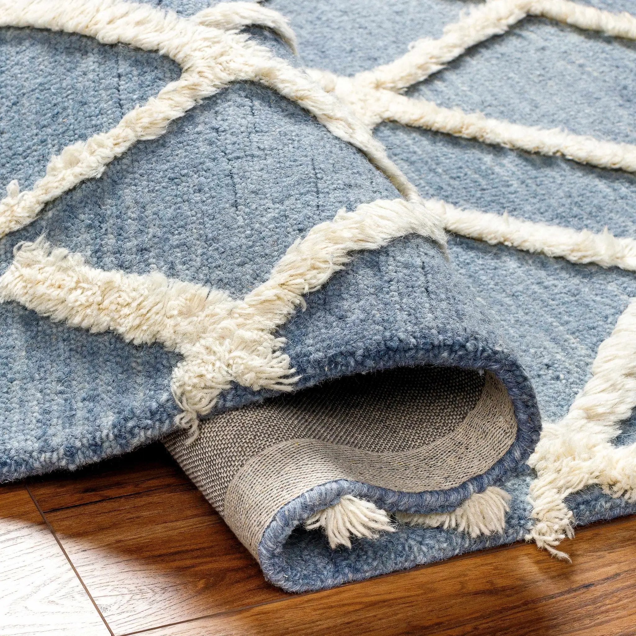 Adica Blue Wool Area Rug - Clearance by Boutique Rugs