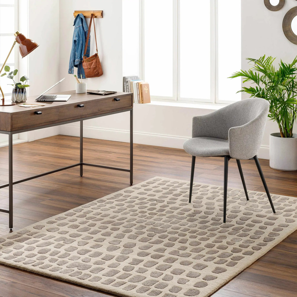Arjan Beige Area Rug - Clearance, installed in a room