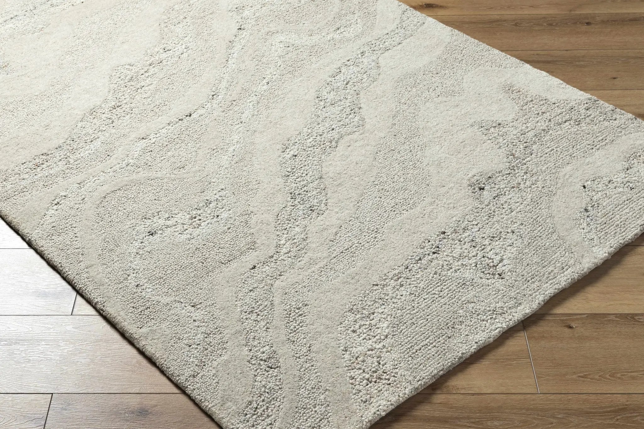 Siani Cream Wool Area Rug by Boutique Rugs